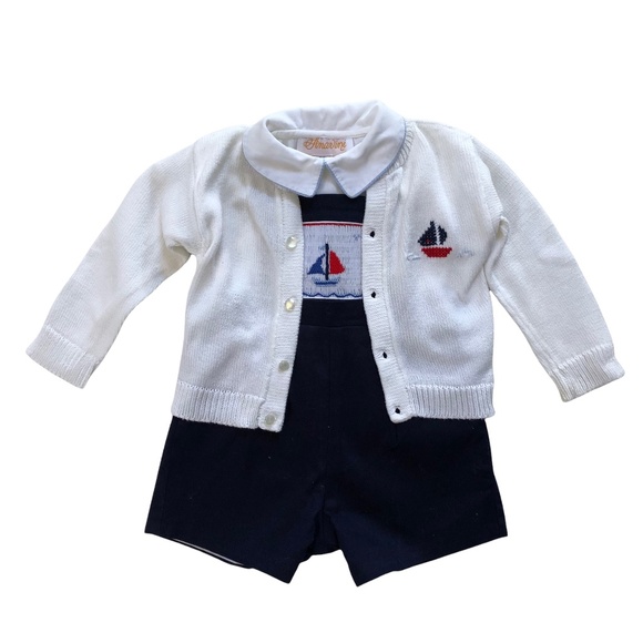 Sophie Dess Paris White Cardigan Sweater with Sailboat 6M - Picture 4 of 4